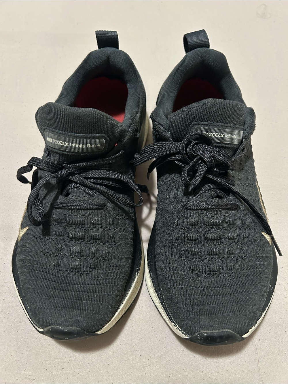 Nike Black Knit Athletic Sneakers with Cream Sole and Red Lining